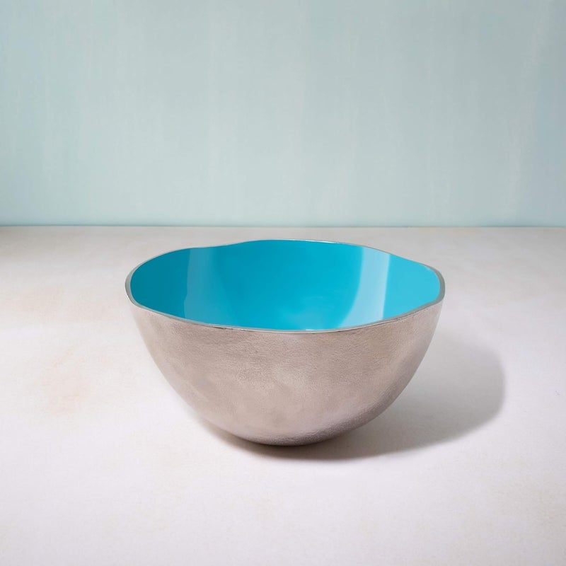 Ellementry Teal MetalEnamel Fusion Fruit Bowl Medium 2425x2425x12 cm Blue - Image 1