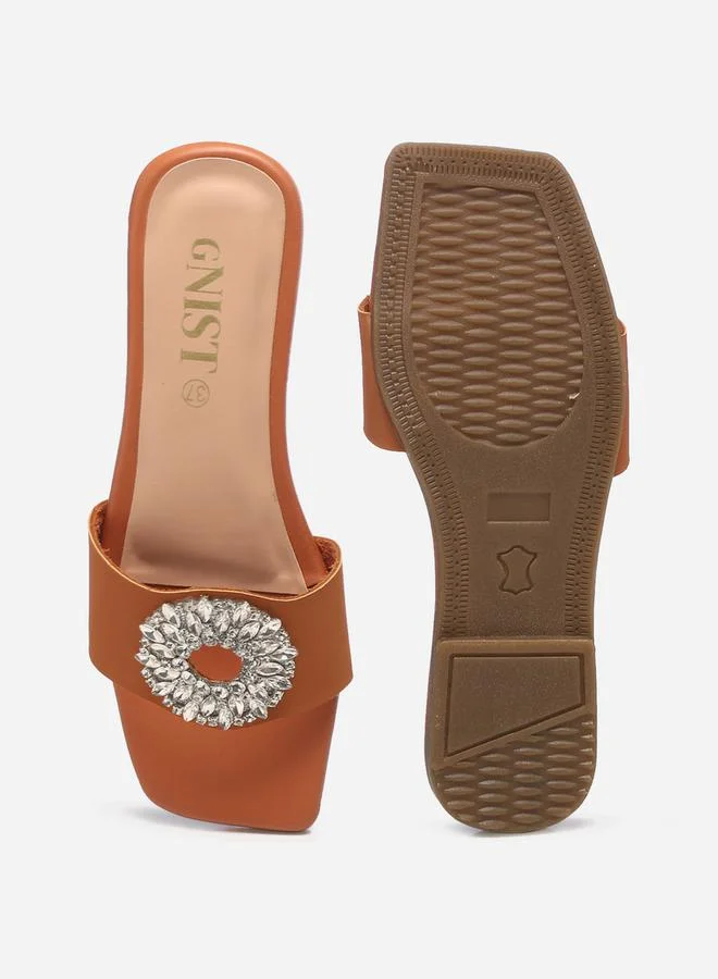 GNIST Embellished Strap Flat Sandals by Styli