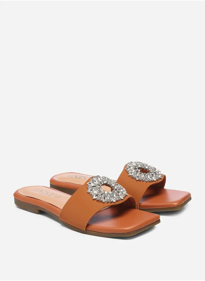 GNIST Embellished Strap Flat Sandals by Styli
