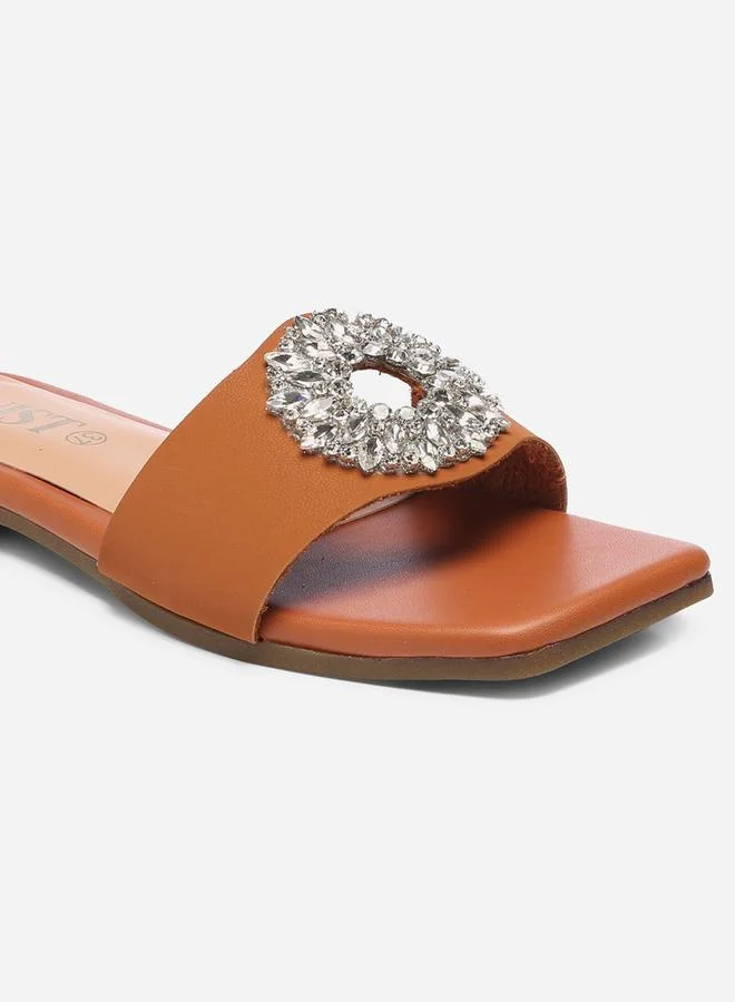 GNIST Embellished Strap Flat Sandals by Styli