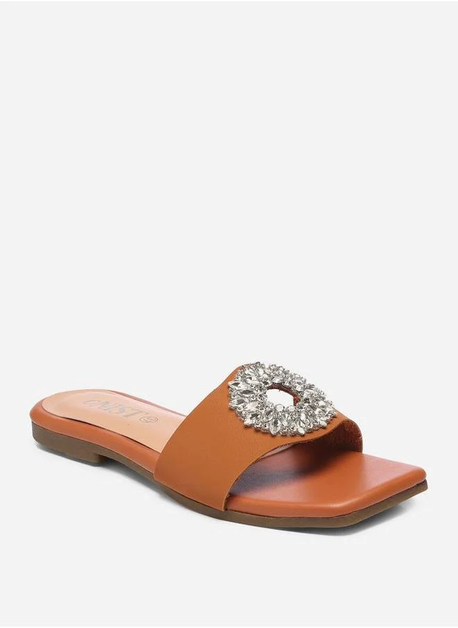 GNIST Embellished Strap Flat Sandals by Styli