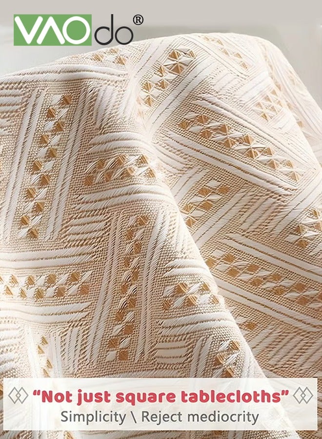 فاو دو جولة المائدة ، حصيرة طاولة عزل على سطح المكتب ، زخرفة المنزل ، غطاء طاولة الألياف القطن لعيد ميلاد مزرعة القهوة 90*90 سم - Image 2