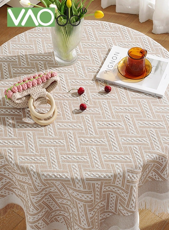 فاو دو جولة المائدة ، حصيرة طاولة عزل على سطح المكتب ، زخرفة المنزل ، غطاء طاولة الألياف القطن لعيد ميلاد مزرعة القهوة 90*90 سم - Image 4