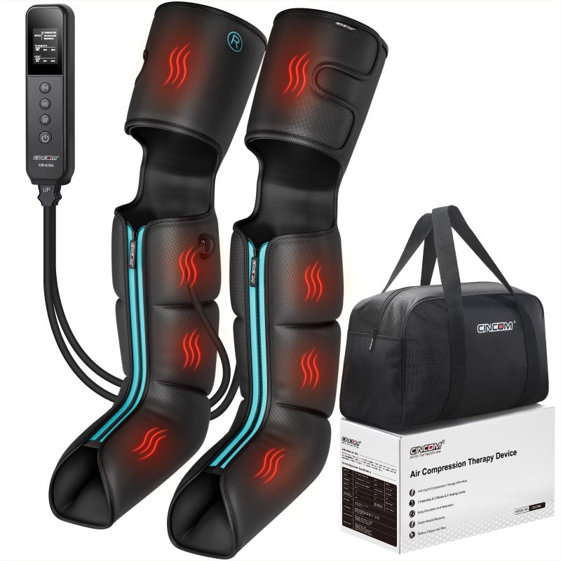CINCOM Leg Massager with Heat and Compression, Air Compression Boots for Leg Calf & Foot Recovery, Edema Relief, FSA-HSA Eligible - Image 1