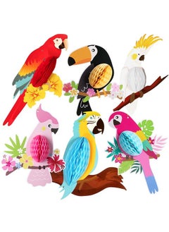 KATCHON Big Tropical Birds Honeycomb Cutouts Pack Of 6 Tropical Party Decorations ; Hawaiian Party Decorations ; Luau Party Decorations Tropical Birthday Party Decorations Rainforest Decorations  - Image 2