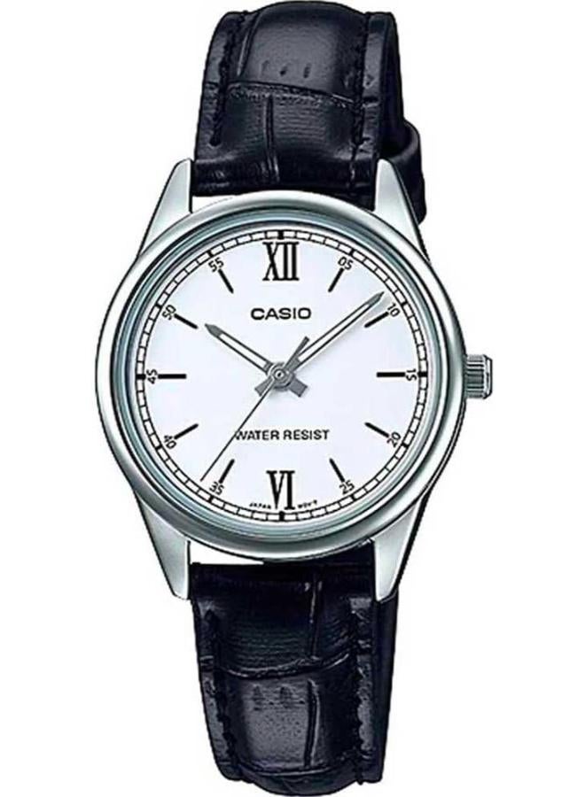 Casio LTP-V005L-7B2UDF Leather Round Analog Water Resistant Watch for Women - Black - Image 1