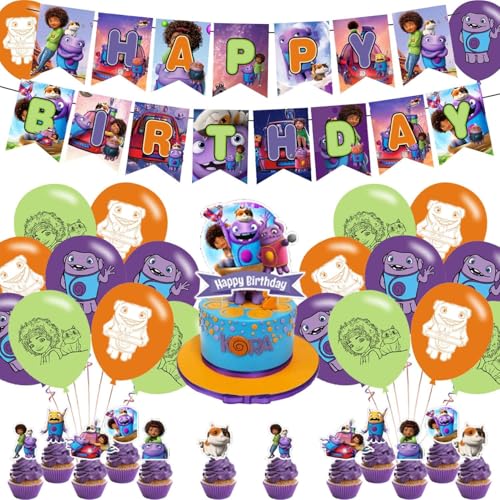 karg Home Movie Birthday Party DecorationsCartoon Adventure Home Movie Theme Party Supplies for Kids Adults with Happy Birthday Banner Cake Topper Cupcake Toppers Balloons - Image 1