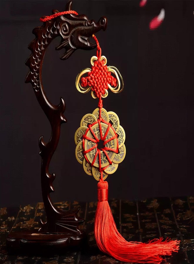 Chiorgone Ten Emperors Coins Feng Shui Charm Set - Chinese Knot Lucky Amulet for Wealth Protection & Peace Good Fortune (2-Pack) - Image 3
