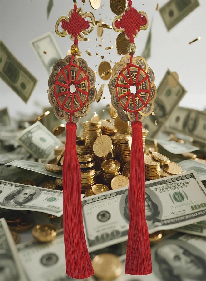 Chiorgone Ten Emperors Coins Feng Shui Charm Set - Chinese Knot Lucky Amulet for Wealth Protection & Peace Good Fortune (2-Pack) - Image 2