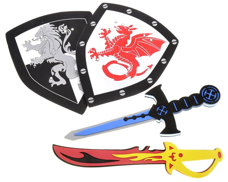 PowerTRC Sword and Shield Play Set | Dragon and Lion Shield for Party Favors | Pretend Play - Image 1