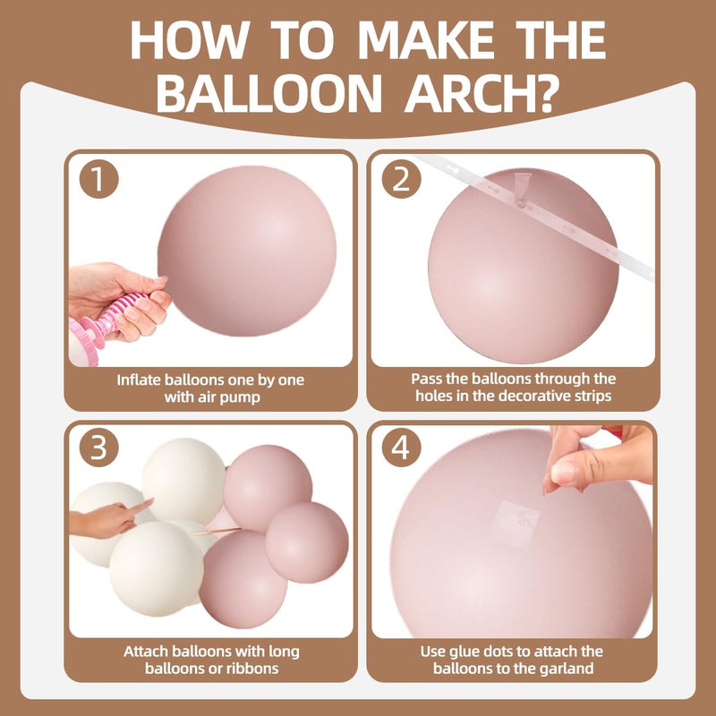 MEBAY Pink White Gold Balloons Arch Kit, 155Pcs Dusty Pink Matte White Metallic Gold Balloon Garland for Birthday Bridal Baby Shower Wedding Confession Proposal Party Decorations - Image 3