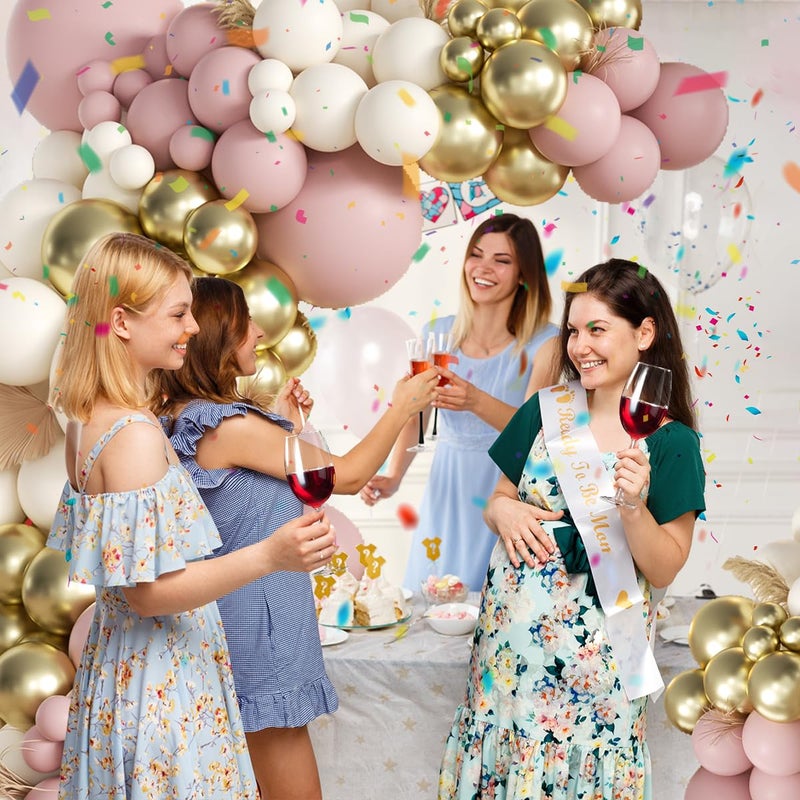 MEBAY Pink White Gold Balloons Arch Kit, 155Pcs Dusty Pink Matte White Metallic Gold Balloon Garland for Birthday Bridal Baby Shower Wedding Confession Proposal Party Decorations - Image 5