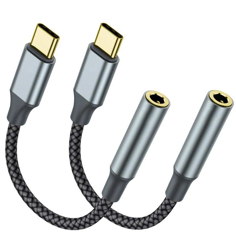 TIPSEAN USB C to 3.5mm Headphone Jack Adapter(2 Pack), USB-C to Aux Audio Dongle Cable for iPhone 17 Pro Max/17 Pro, 16/15 Pro Max, 16/15 Pro, Galaxy S23-S21 Ultra, Pixel, iPad Pro, MacBook (Black) - Image 1