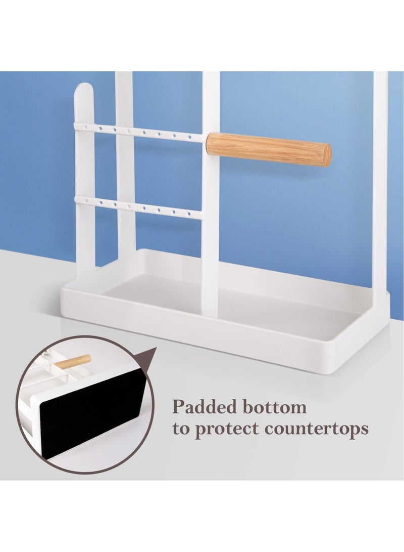 Excefore Jewelry Organizer Stand with Earring Tray and 10 Hooks Necklace Holder Display for Earrings Watches Bracelet Rings Jewelry Tower Rack for Women - Image 4