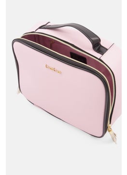 bebe Women Brand Logo Cosmetic Bag, Pink  - Image 3