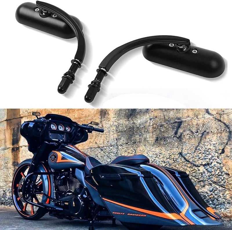 DREAMIZER Black Motorcycle Universal Oval Rear View Side Mirrors - Image 3