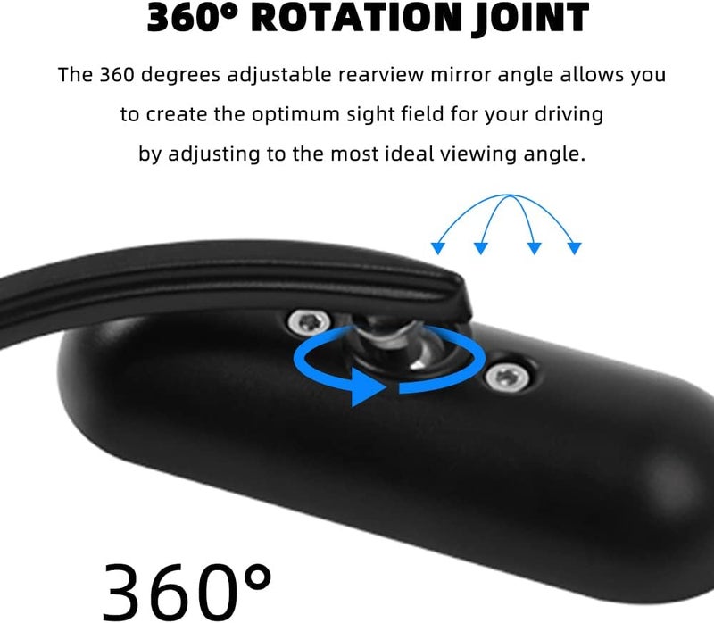 DREAMIZER Black Motorcycle Universal Oval Rear View Side Mirrors - Image 4