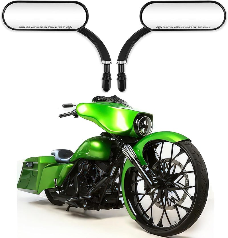 DREAMIZER Black Motorcycle Universal Oval Rear View Side Mirrors - Image 2