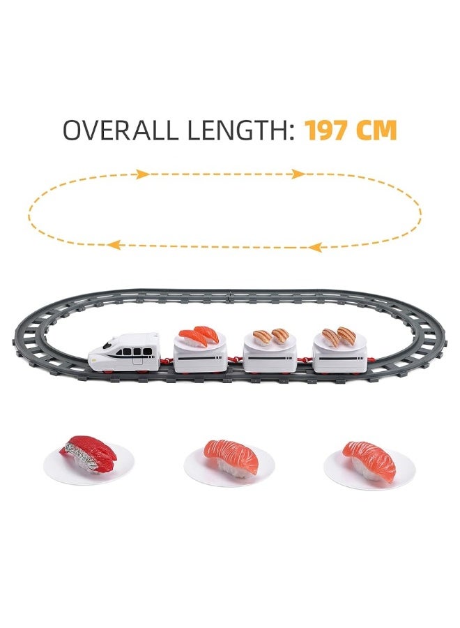 STOBOK Rotating Sushi Train Toys Electric Rotary Sushi Machine Set Track Conveyor Belt Rotating Table Food Train Toys for Kids Multifunctional Kids Toys, White - Image 1