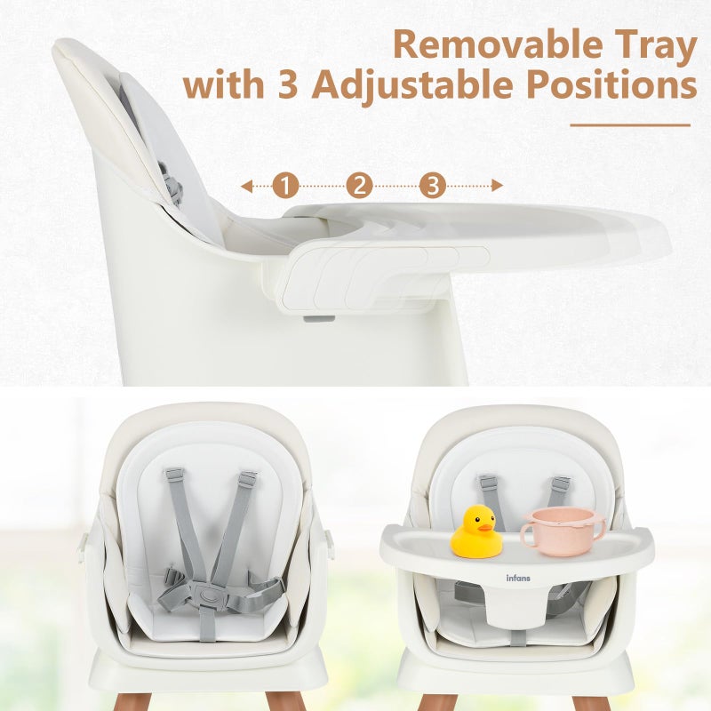 INFANS 8 in 1 Baby High Chair, Convertible Highchair for Babies and Toddlers, Infant Dining Booster Seat, Building Block Table, Kids Stool Table Chair Set with Removable Tray - Image 5