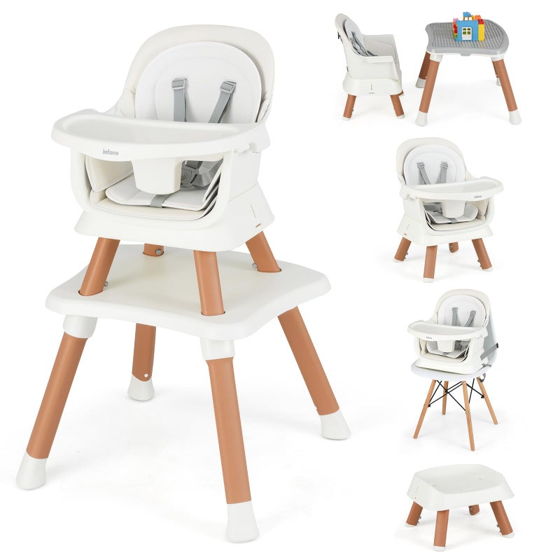INFANS 8 in 1 Baby High Chair, Convertible Highchair for Babies and Toddlers, Infant Dining Booster Seat, Building Block Table, Kids Stool Table Chair Set with Removable Tray - Image 1