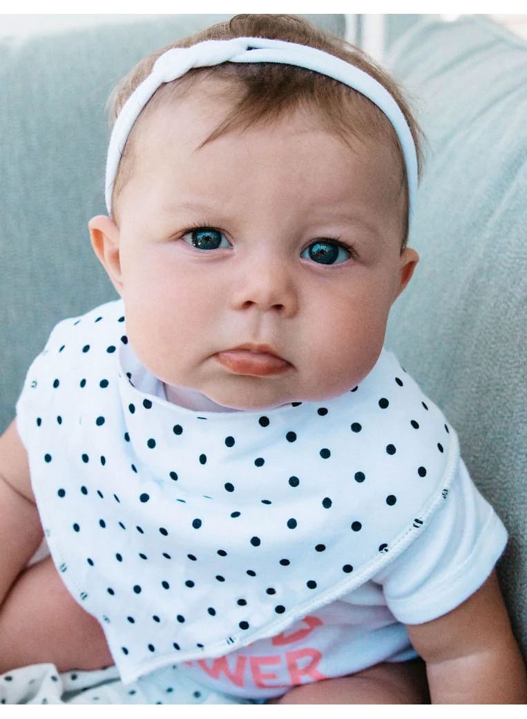 MARGOUN مريلة أطفال قطن ناعم حريري، قطعة قماش للتجشؤ للأطفال حديثي الولادة، طباعة نقاط البولكا - Image 1