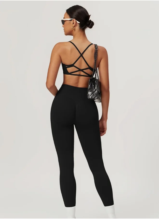 KAWN.YOGA Womens Striped Back Sports Bra