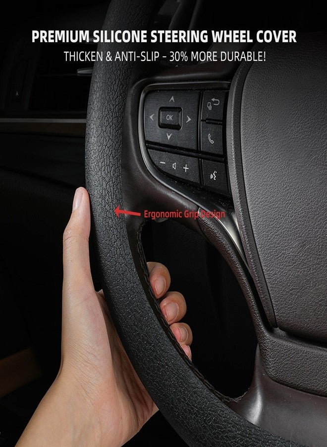 Qiyibei Stretchy Silicone Steering Wheel Cover Universal Fit 14''/15''/16'' Wheels Anti-Slip Grip 30% Thicker Material Enhanced Control All Weather Protection (Purple) - Image 3