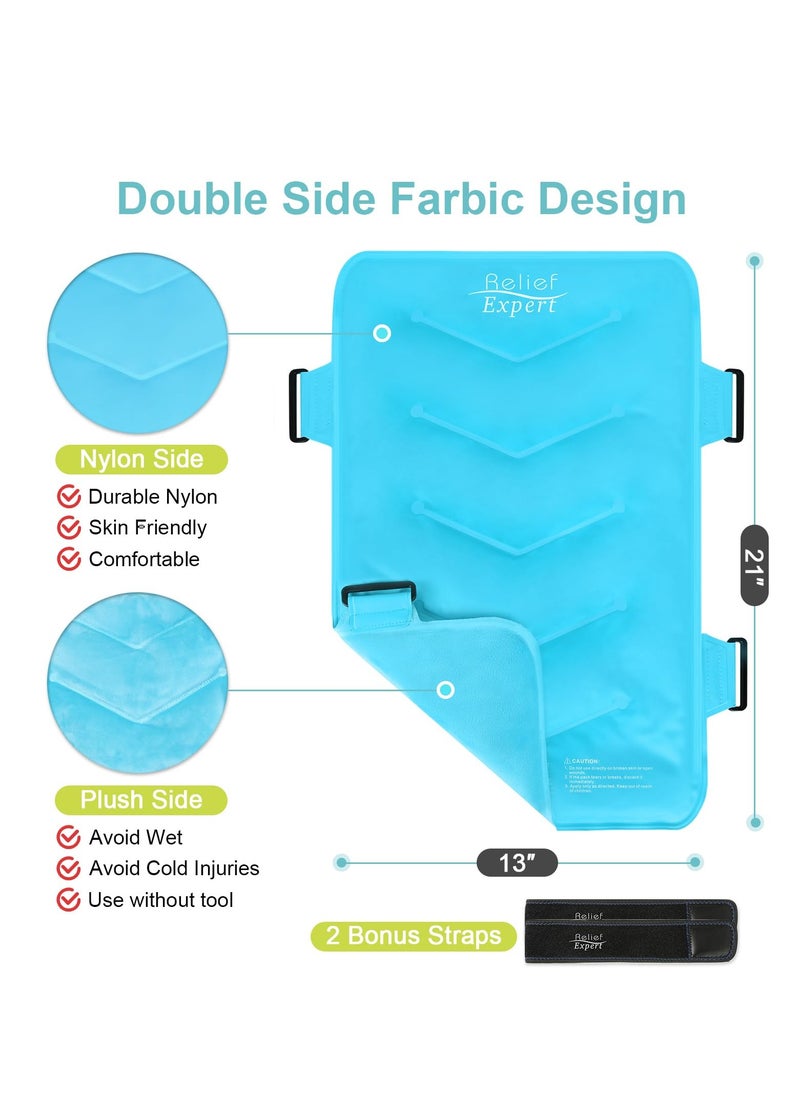 Excefore - Full Back Ice Pack for Injuries Reusable Large Gel Ice Wrap, Cold Compress Therapy for Ice Pads for Injuries, Swelling, Bruises & Sprains (13”x21”,  XXL) - Image 1