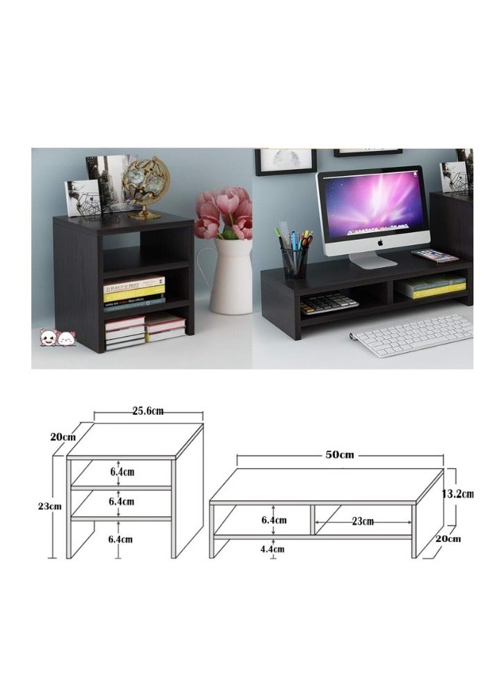 Generic Desktop Monitor Stand - Black - 2 Shelves  - Image 2