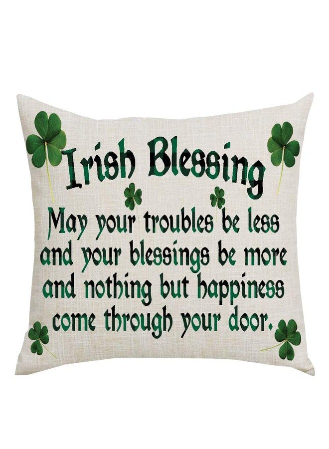 WENIANRU Green Quote Irish Blessing Clovers St. Patrick's Day Spring Home Sofa Chair Bed Decoration Lumbar Pillowcase Cotton Linen Decorative Throw Pillow Cover Case Rectangular 12 x 20 Inches - Image 1