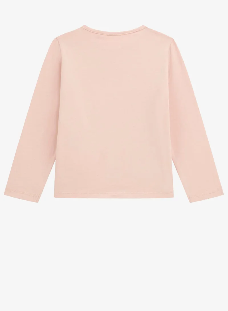 جس تيشيرت للأطفال بياقة دائرية وشعار مطبوع