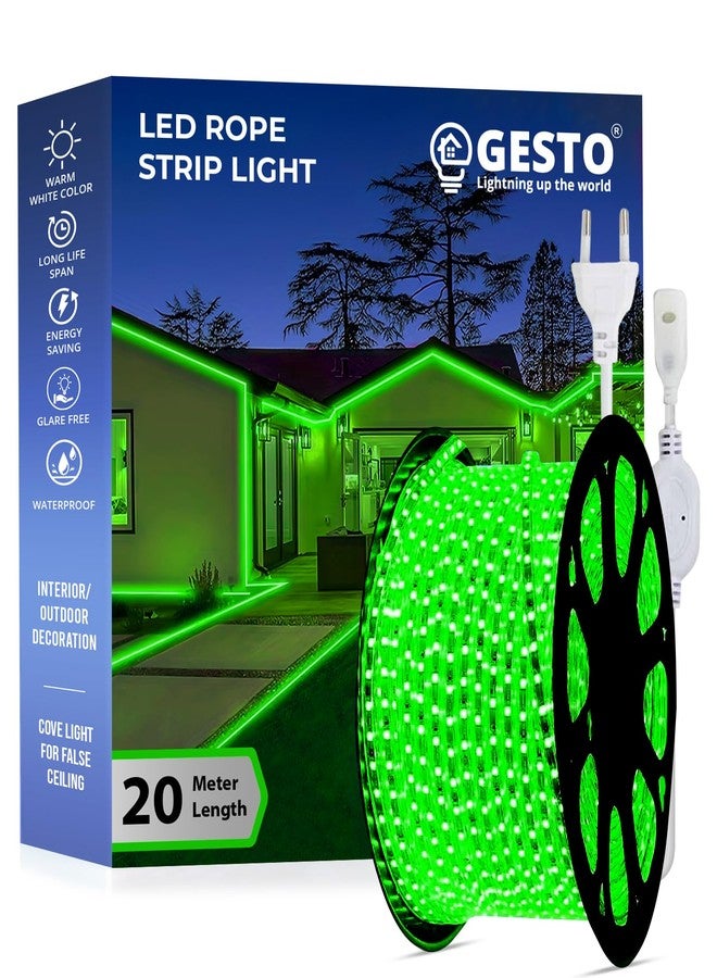 Gesto 20 Meter Rope Led Strip Lights – Outdoor Lights Waterproof for Balcony Decoration,Home Decor & Interior Decoration | Decorative Lights for Diwali Decoration,Cove Light for Ceiling (Green) - Image 1