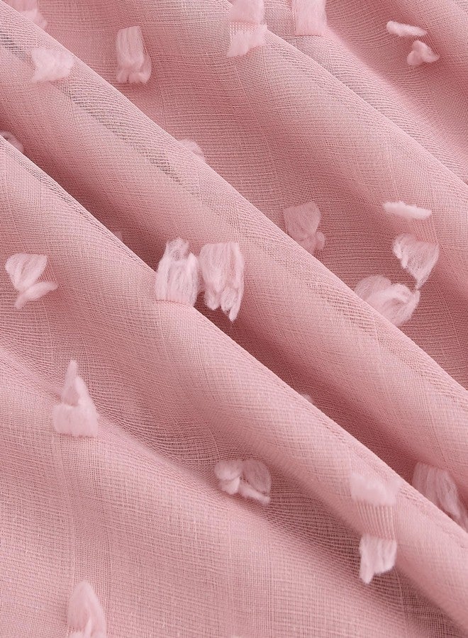 Hokibero 100% Blackout Pink Curtains for Girls Bedroom 84 Inches Long 2 Panels Double Layer Thermal Insulated Cute Drapes Pom Pom Sheer Overlay Back Tab Pocket Blush Curtain for Living Room Nursery 52x84 - Image 5