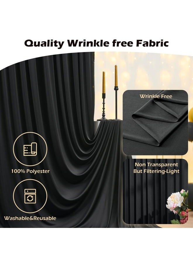 NSSONBEN 30ftx8ft Wrinkle Free Black Backdrop Curtains for Parties, 6 Panels 5×8ft Soft Silky Polyester Drapes for Backdrop Decor Party Graduation Halloween Wedding Photo Photograhy Stage Background Curtain - Image 4
