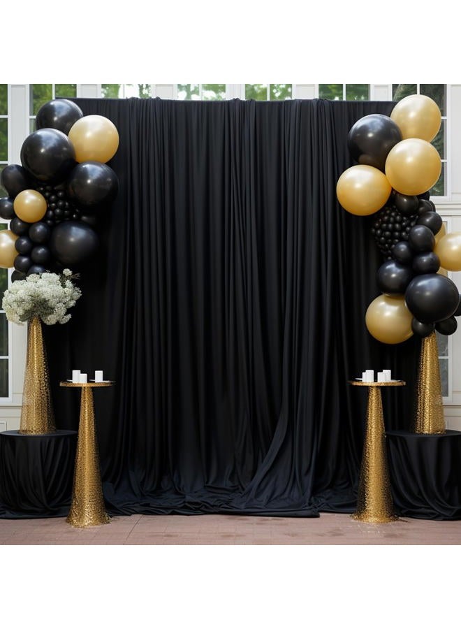 NSSONBEN 30ftx8ft Wrinkle Free Black Backdrop Curtains for Parties, 6 Panels 5×8ft Soft Silky Polyester Drapes for Backdrop Decor Party Graduation Halloween Wedding Photo Photograhy Stage Background Curtain - Image 3