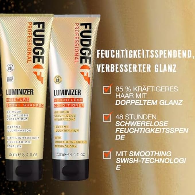 Fudge PROFESSIONAL LUMINIZER MOISTURE BOOST SHAMPOO, LOCKS IN COLOUR, INSTANT SHINE, 48 HOUR HYDRATION, SULFATE FREE, 250 ML - Image 3