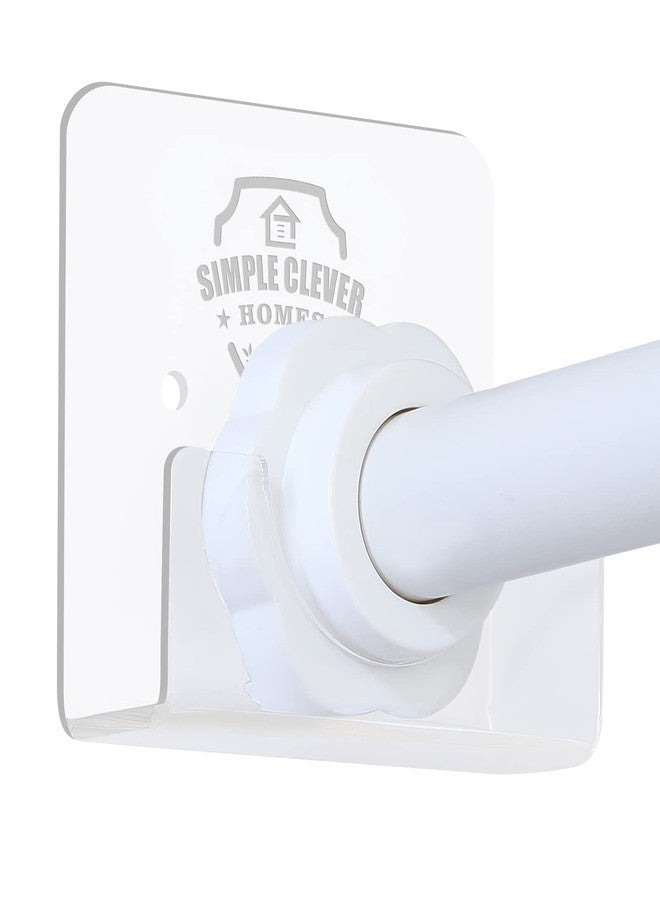 SIMPLE CLEVER HOMES 365 Clear Acrylic Shower Rod Holder for the Wall with Screws Invisible Closet Pole Bracket No Drilling Shower Rod Wall Protector 2 Piece Curtain Rod Retainer Adhesive Bathroom Tension Rod Support Holders - Image 2