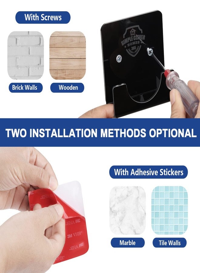 SIMPLE CLEVER HOMES 365 Clear Acrylic Shower Rod Holder for the Wall with Screws Invisible Closet Pole Bracket No Drilling Shower Rod Wall Protector 2 Piece Curtain Rod Retainer Adhesive Bathroom Tension Rod Support Holders - Image 5