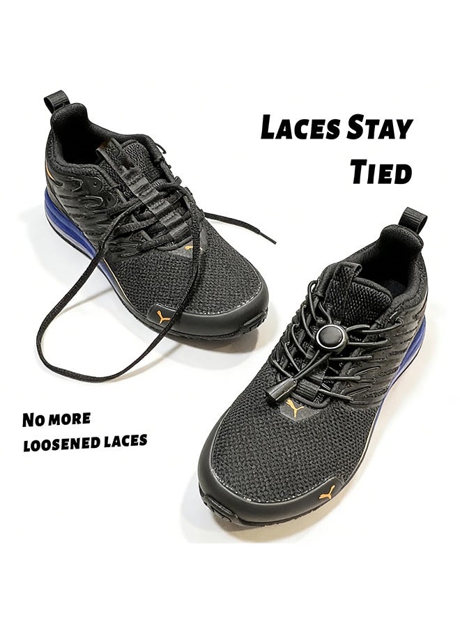 1 Pair Elastic No Tie Shoe Laces with Lock, Tieless Lock Shoelaces for Sneakers, Universal Fit for Adults & Kids, Black - Image 4