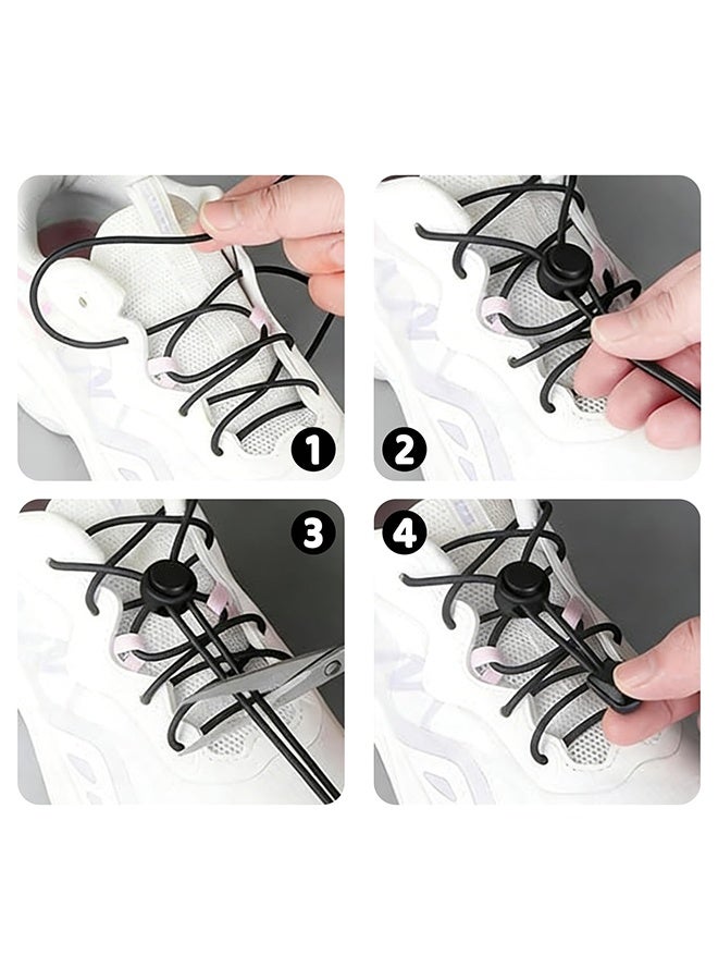 1 Pair Elastic No Tie Shoe Laces with Lock, Tieless Lock Shoelaces for Sneakers, Universal Fit for Adults & Kids, Black - Image 3