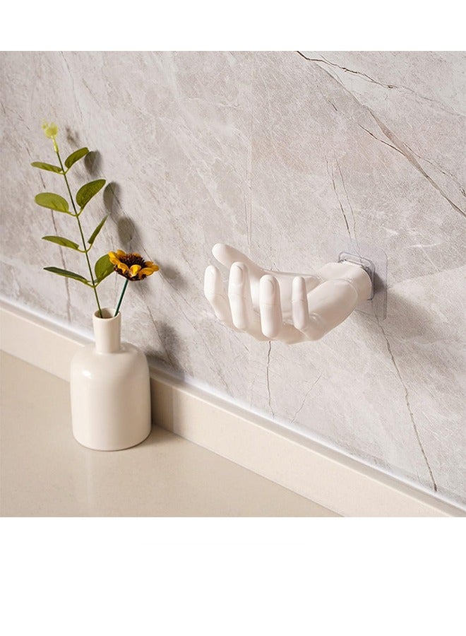 meayul Bathroom Shelf, Adhesive Clear Bathroom Stroage Shelves, Fun Hand Hanger No Punching Universal Towel, Key Hat Dispenser, for Bathroom, Kitchen, Bedroom - Image 1