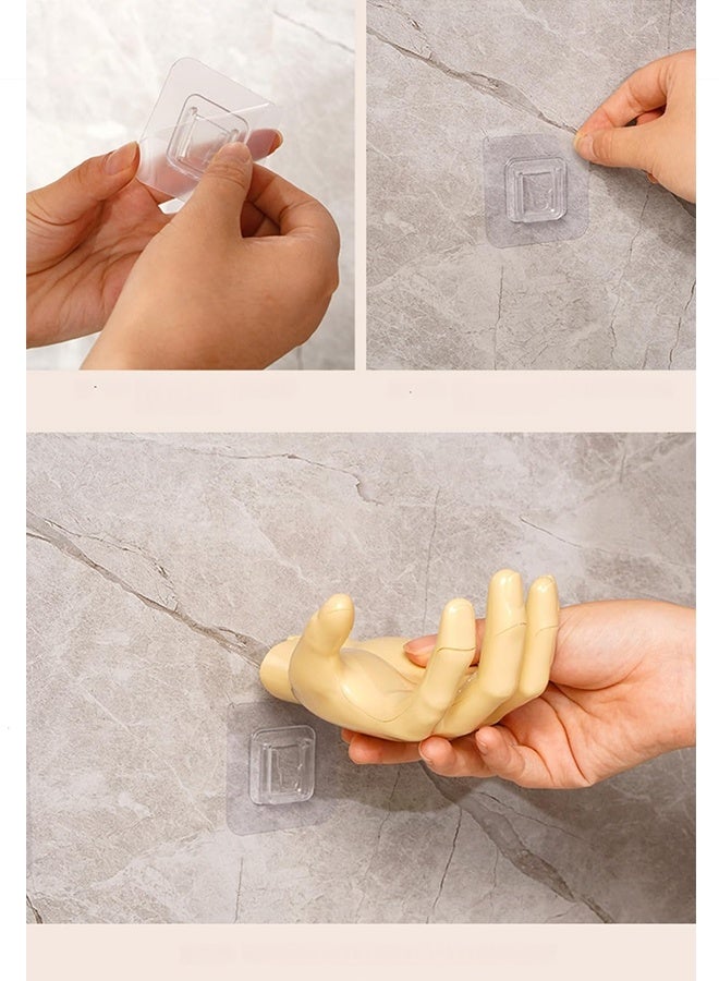 meayul Bathroom Shelf, Adhesive Clear Bathroom Stroage Shelves, Fun Hand Hanger No Punching Universal Towel, Key Hat Dispenser, for Bathroom, Kitchen, Bedroom - Image 3