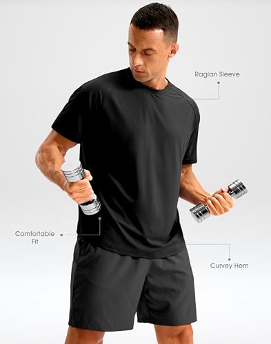 Soothfeel Mens Workout Shirts Quick Dry Athletic Running T-Shirts Short Sleeve Cooling Moisture Wicking Gym Active Tee Tops Black L - Image 4