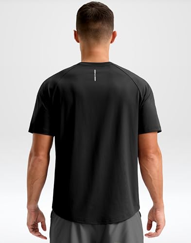 Soothfeel Mens Workout Shirts Quick Dry Athletic Running T-Shirts Short Sleeve Cooling Moisture Wicking Gym Active Tee Tops Black L - Image 2