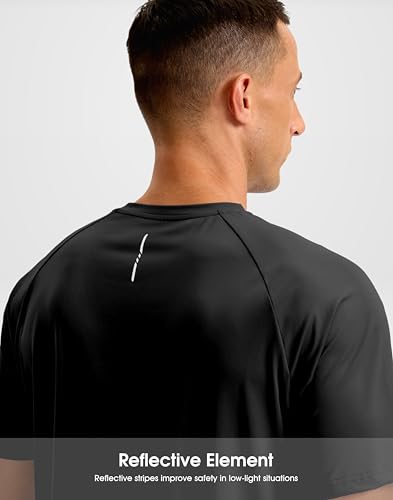 Soothfeel Mens Workout Shirts Quick Dry Athletic Running T-Shirts Short Sleeve Cooling Moisture Wicking Gym Active Tee Tops Black L - Image 5