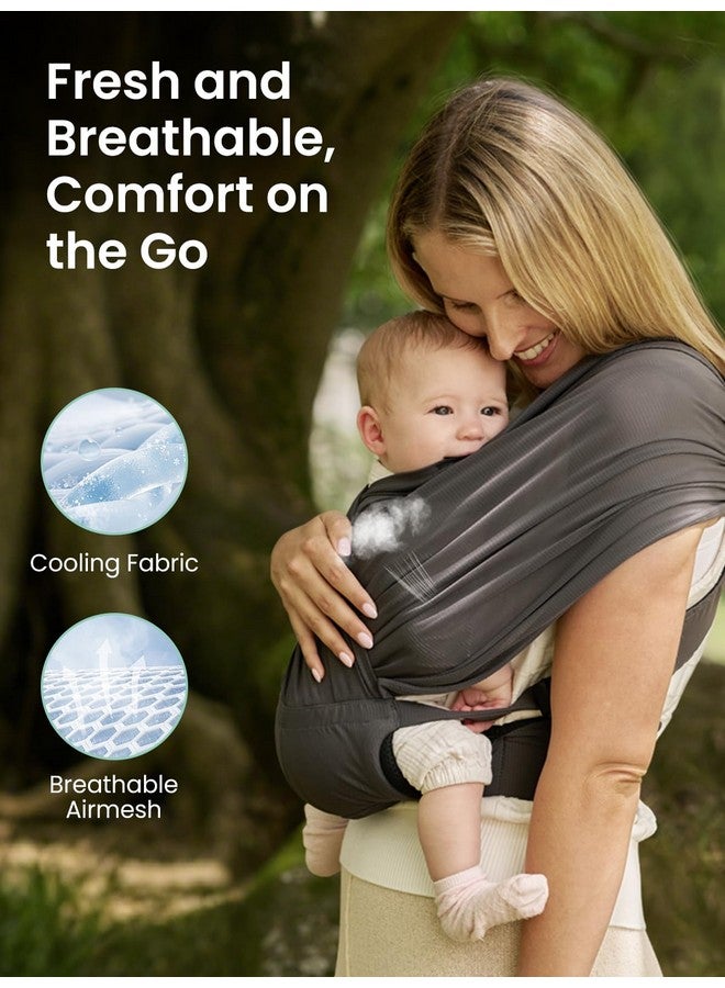 GROWNSY GROWNSY Comfy-Air Breathable Baby Carrier Newborn, 2-in-1 Mesh Baby Wraps Carrier for 7-35lbs, T-Webbing Zone Support, Ergonomic and Lightweight, Dark Grey  - Image 1