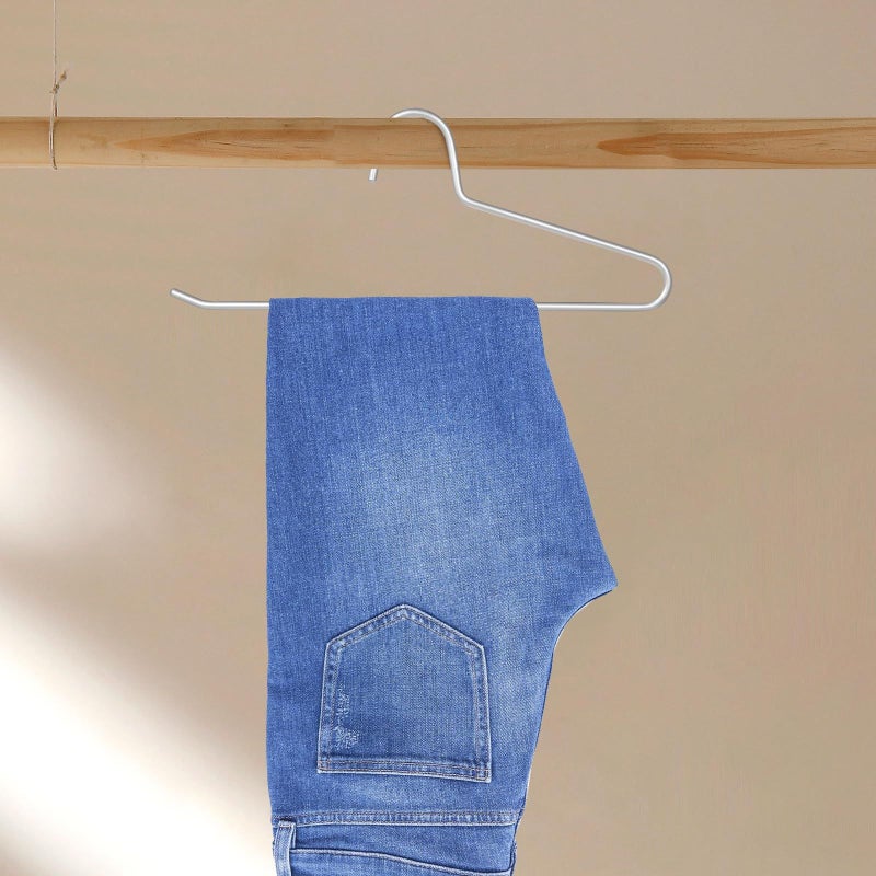 Silver Aluminum Alloy Pants Hanger Non Slip Space Saving Closet Organizer - Image 5