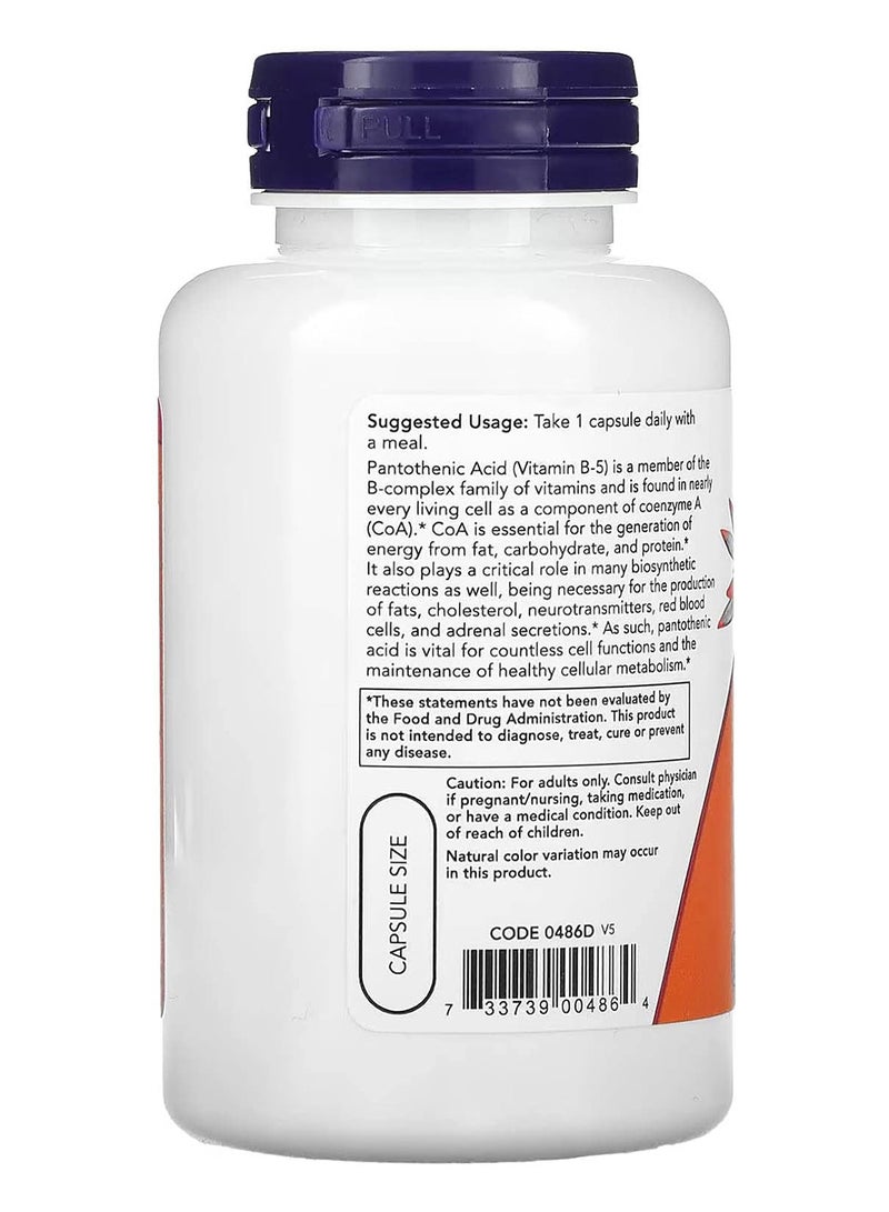 now Pantothenic Acid 100 Caps 500 Mg - Image 3