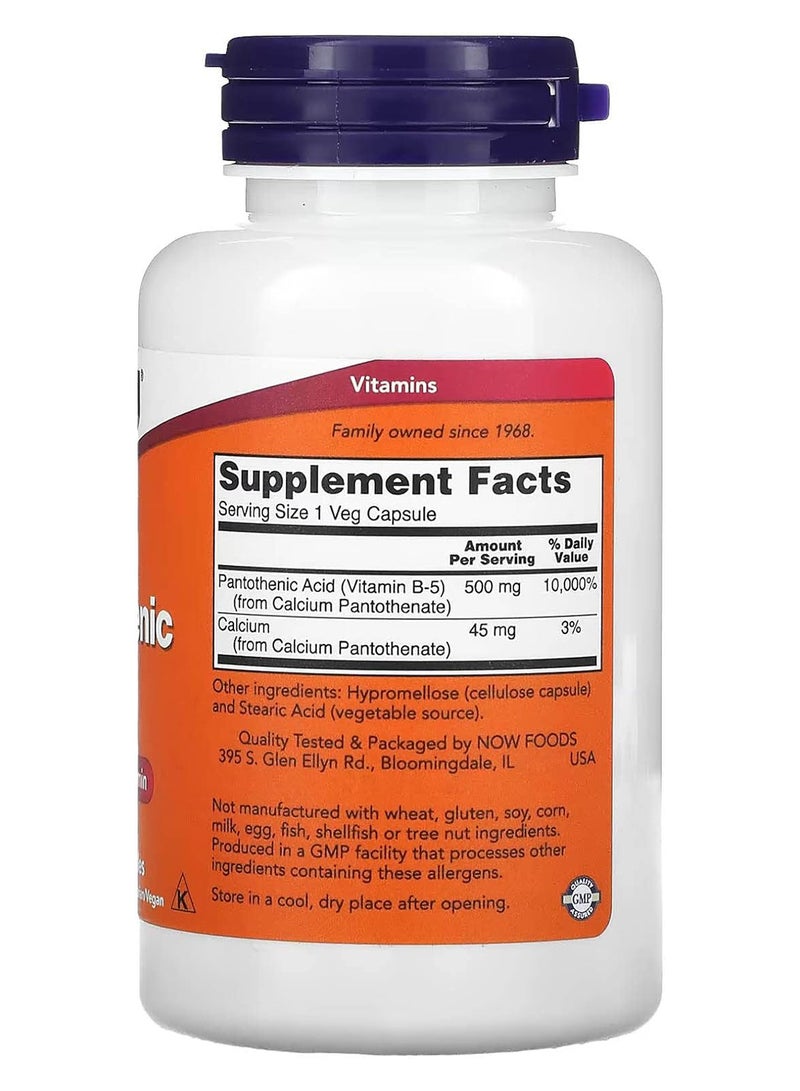 now Pantothenic Acid 100 Caps 500 Mg - Image 2